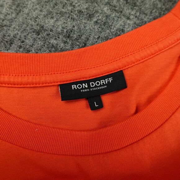 Ron Dorff T-Shirt Mens Large Orange "Discipline" Embossed Organic Cotton Casual- - Picture 3 of 12